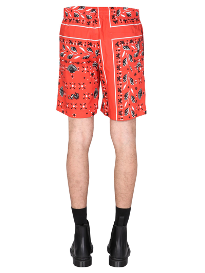 Shop Msgm Paisley Pattern Bermuda In Rosso