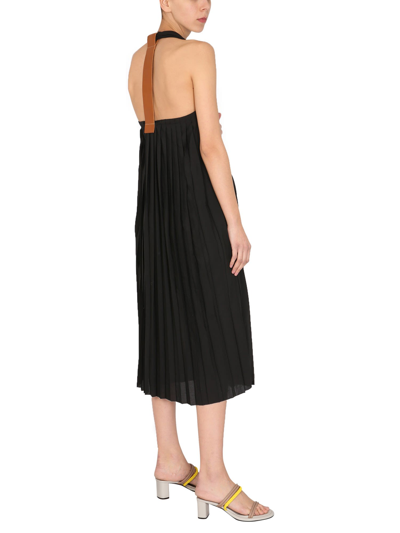 Alysi V-neck Pleated Midi Dress In Black | ModeSens