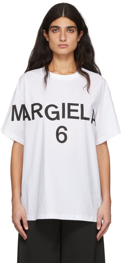 Shop Mm6 Maison Margiela White Poplin T-shirt In 100 White