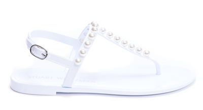 Shop Stuart Weitzman Goldie Sandals In White