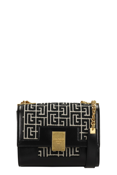 Shop Balmain Shoulder Bag In Beige Fabric