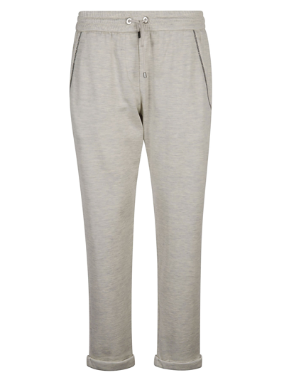 Shop Brunello Cucinelli Drawstring Track Pants In Pearl White