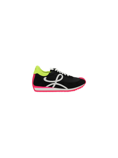Shop Loewe Sneakers In Black/neon Pink