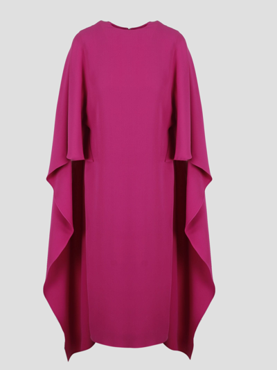 Shop Valentino Cape Dress In Pink & Purple