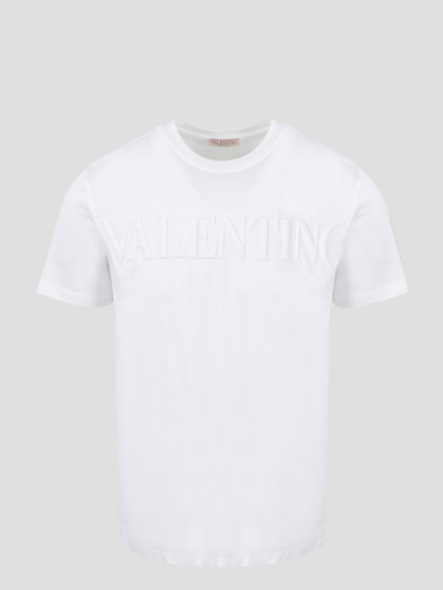 Shop Valentino Embossed T-shirt In White