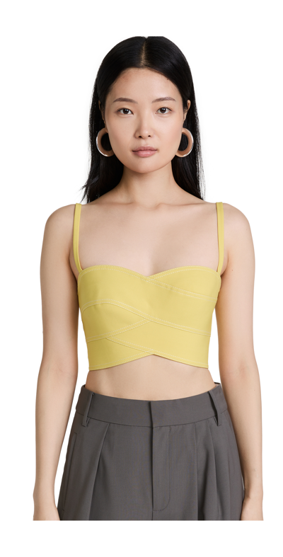 Shop Monse Criss Cross Cropped Top In Lime