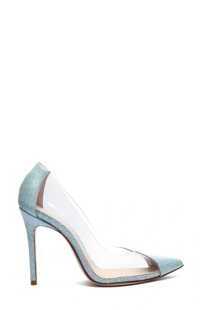 Shop Schutz Cendi Transparent Pointed Toe Pump In Transparent/ Wonder Blue