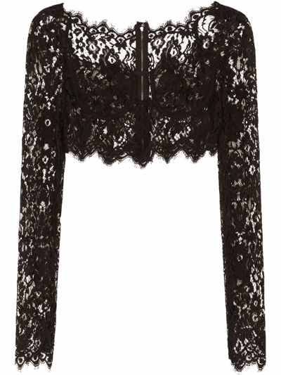 Shop Dolce & Gabbana Lace Long Sleeve Top