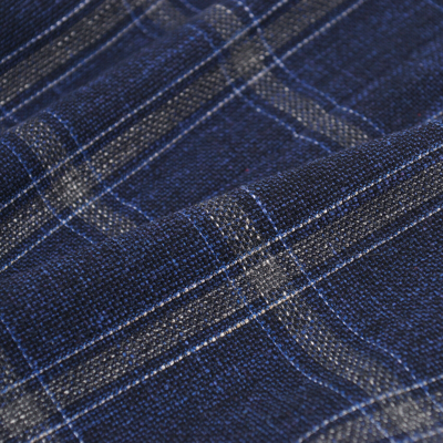 Pre-owned Borrelli Luigi  Soft-constructed Navy Blue Check Wool-cotton-linen Sport Coat 38r