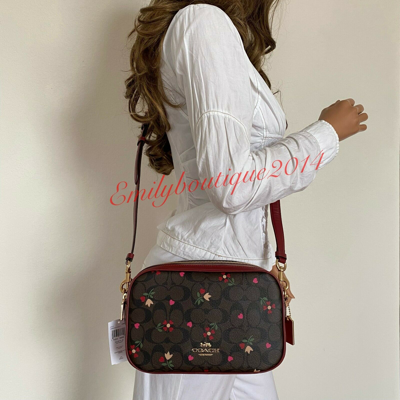 Coach Jes Crossbody in Signature Canvas with Heart Petal Print C7617 Brown  Multi