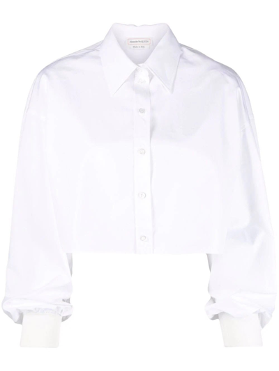 Shop Alexander Mcqueen White Cropped Shirt