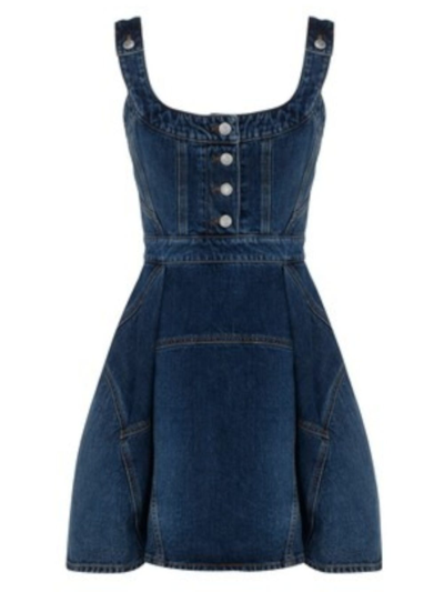 Shop Alexander Mcqueen Blue Denim Mini Dress