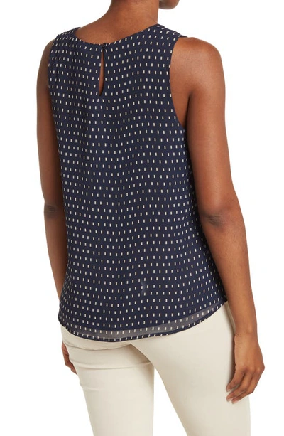 Shop Pleione Double Layer Woven Tank Top In Navy Geo