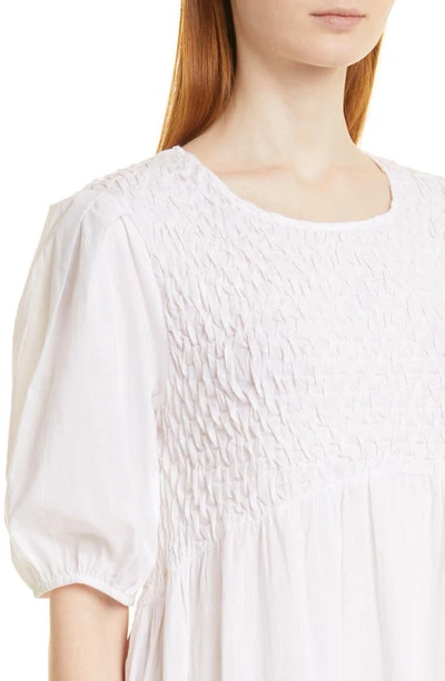 Shop Merlette Vallarta Smocked Cotton Tiered Dress In White