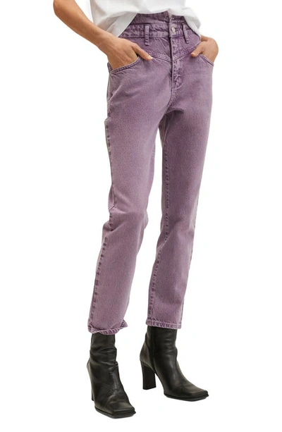 Shop Mango High Waist Mom Jeans In Medium Purple