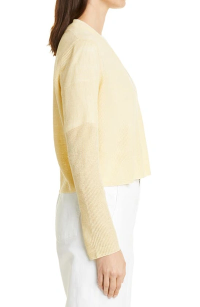 Shop Eileen Fisher Ribbed Organic Linen & Cotton Cardigan In Butter