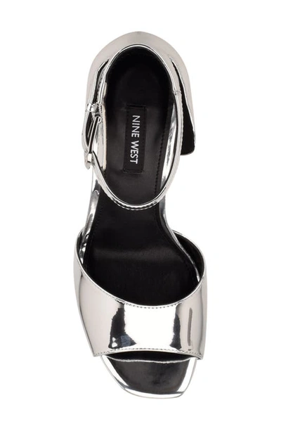 Shop Nine West Debby Platform Ankle Strap Sandal In Silver