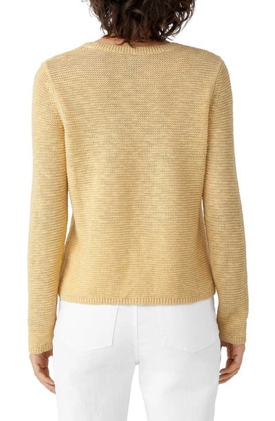 Shop Eileen Fisher Textured Crewneck Organic Linen & Cotton Sweater In Butter