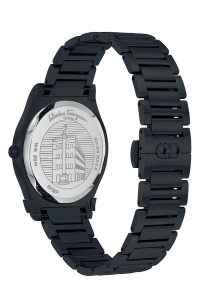 Shop Ferragamo Salvatore  Gancini Bracelet Watch, 41mm X 7mm In Ip Black