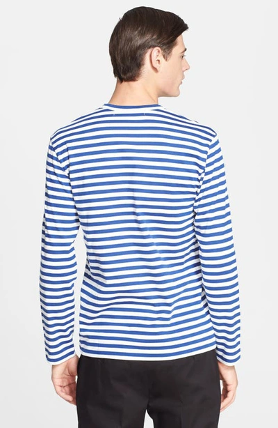 Shop Comme Des Garçons Play Stripe Long Sleeve T-shirt In Navy/ White