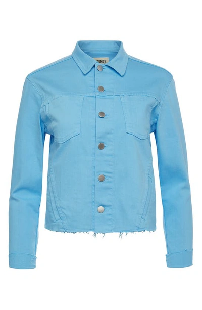 L Agence Janelle Slim Cropped Jean Jacket With Raw Hem In Baltic Sea