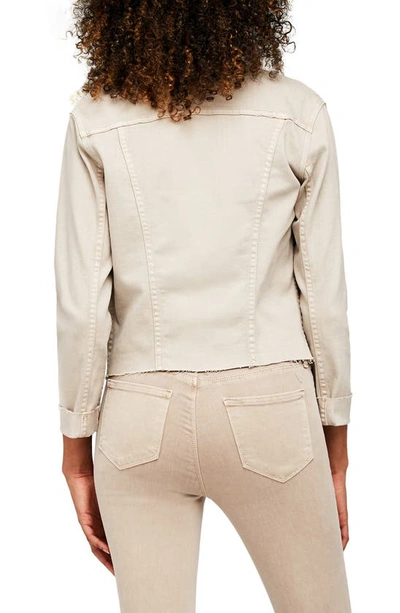 L'agence Janelle Cropped Frayed Stretch-denim Jacket In Coconut Coco