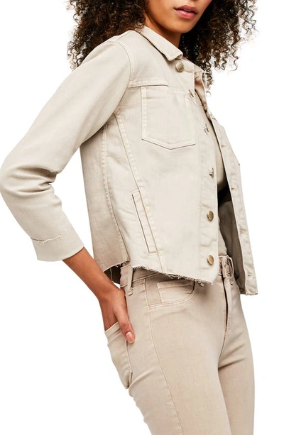 L'agence Janelle Cropped Frayed Stretch-denim Jacket In Coconut Coco
