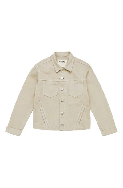L'agence Janelle Cropped Frayed Stretch-denim Jacket In Coconut Coco