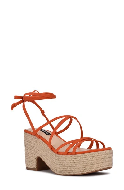 Shop Nine West Riplee Espadrille Platform Sandal In Tangerine Suede