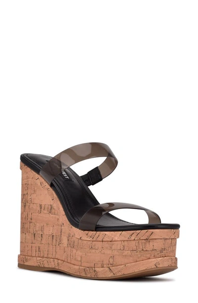 Shop Nine West Rapps Platform Wedge Sandal In Smoke Black