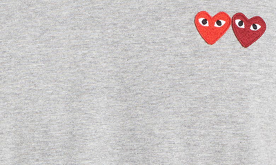 Shop Comme Des Garçons Play Twin Hearts Slim Fit Jersey T-shirt In Grey