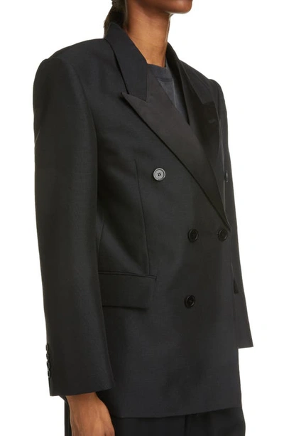 Shop Balenciaga Shrunk Double Breasted Tuxedo Jacket In Black W