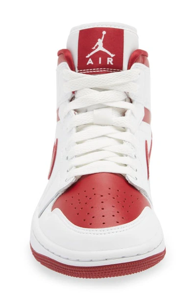 Shop Jordan Air  1 Mid Sneaker In White/ Pomegranate/ White