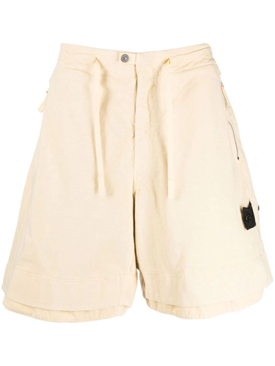 Shop Stone Island Shadow Project Speckled-cotton Bermuda Shorts In Neutrals