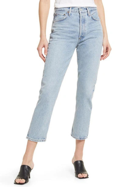 Shop Agolde Riley High Waist Crop Straight Leg Organic Cotton Jeans In Dimension