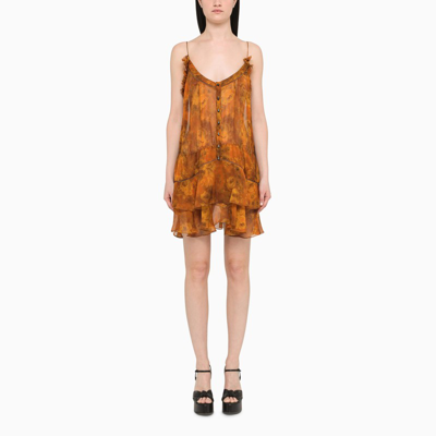 Shop Dsquared2 Orange Printed Short Dress