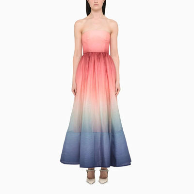 Shop Zimmermann Silk And Linen Gradient-effect Long Dress In Multicolor