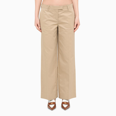 Shop Miu Miu Beige Low-waist Trousers
