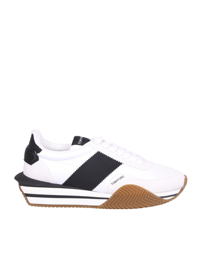 Shop Tom Ford Leather Sneakers In White
