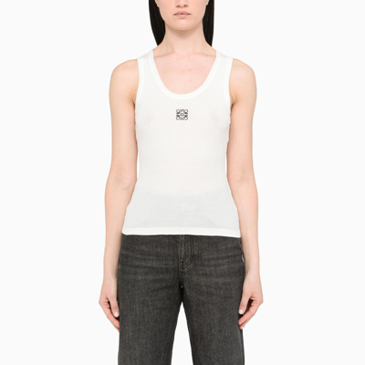 Shop Loewe White Anagram-embroidery Tank Top