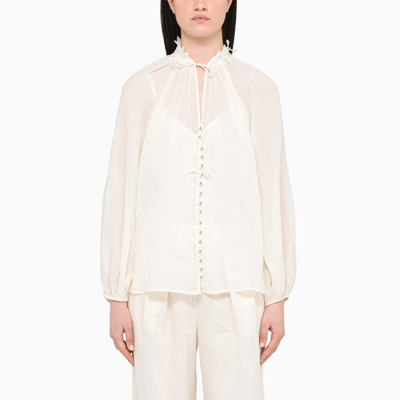 Shop Zimmermann Cream Blouse With Embroidery In White