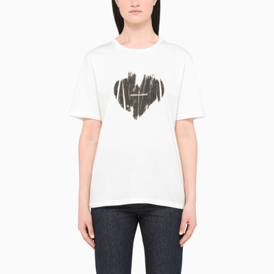 Shop Saint Laurent White Crewneck T-shirt With Print