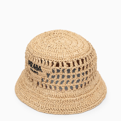 Shop Prada Beige Crochet Bucket Hat