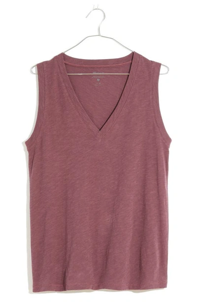 Shop Madewell Whisper Cotton V-neck Tank In Fig
