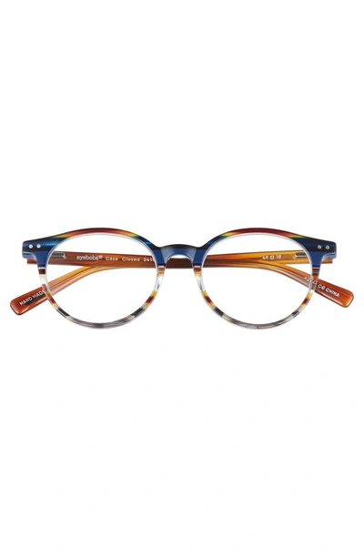 Shop Eyebobs Case Closed 49mm Round Reading Glasses In Blue Multi / Clear