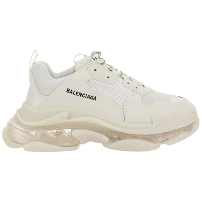 Shop Balenciaga Men's Shoes Trainers Sneakers   Triple S In White