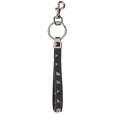 Shop Valentino Men's Genuine Leather Keychain Keyring Holder  Gift   Rockstud In Black