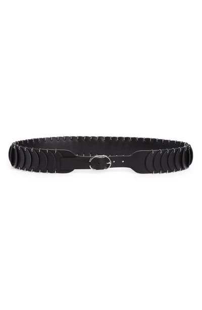 Shop Paco Rabanne Pacoio Leather Belt In P001 Black
