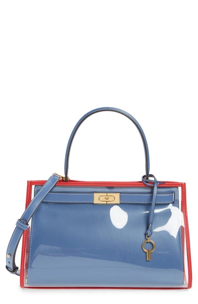 Tory Burch Lee Radziwill Small Hand Bag With Rain Cover In Blue