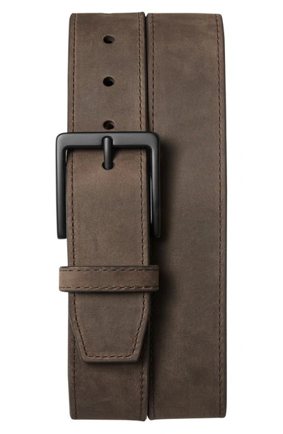 Shop Shinola Utility Nubuck Leather Belt In Darkbrown